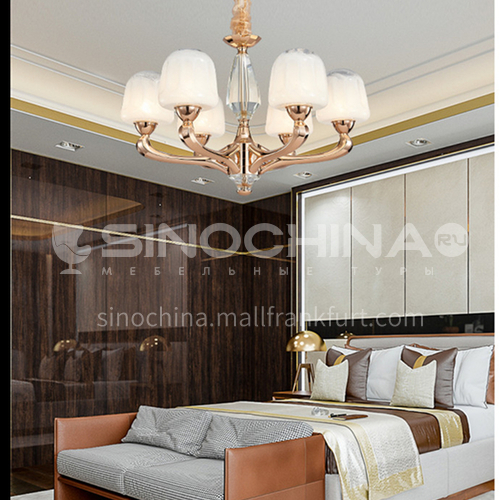 American simple all-copper European chandelier high-end light luxury bedroom restaurant hotel living room lampBQ-7190